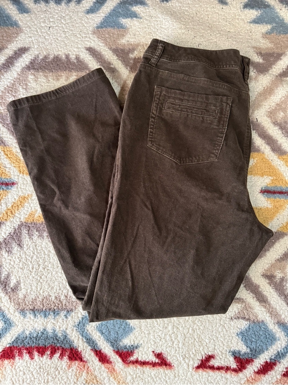 Chico's Women's Straight Leg Corduroy Pants in Dark Chocolate Brown